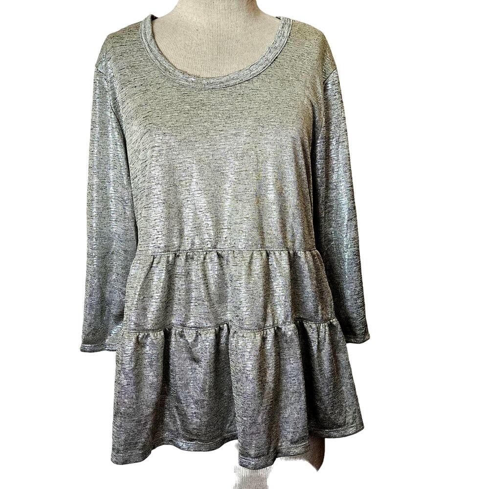 Silver Metallic Blouse Size Large